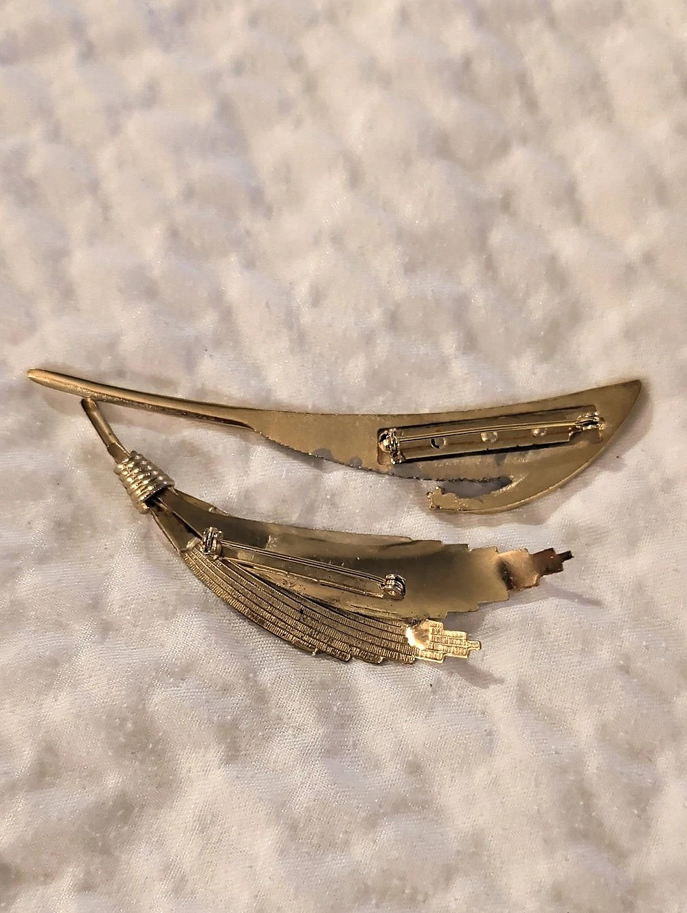 Textured Abstract Brooch Set in Gold & Silver - Picture 7 of 9